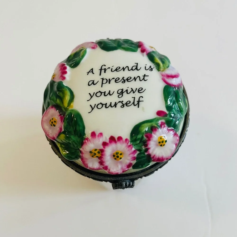 Bonbay Friendship‎ Ceramic Candle Holder Keepsake Box Green Striped Trinket Box